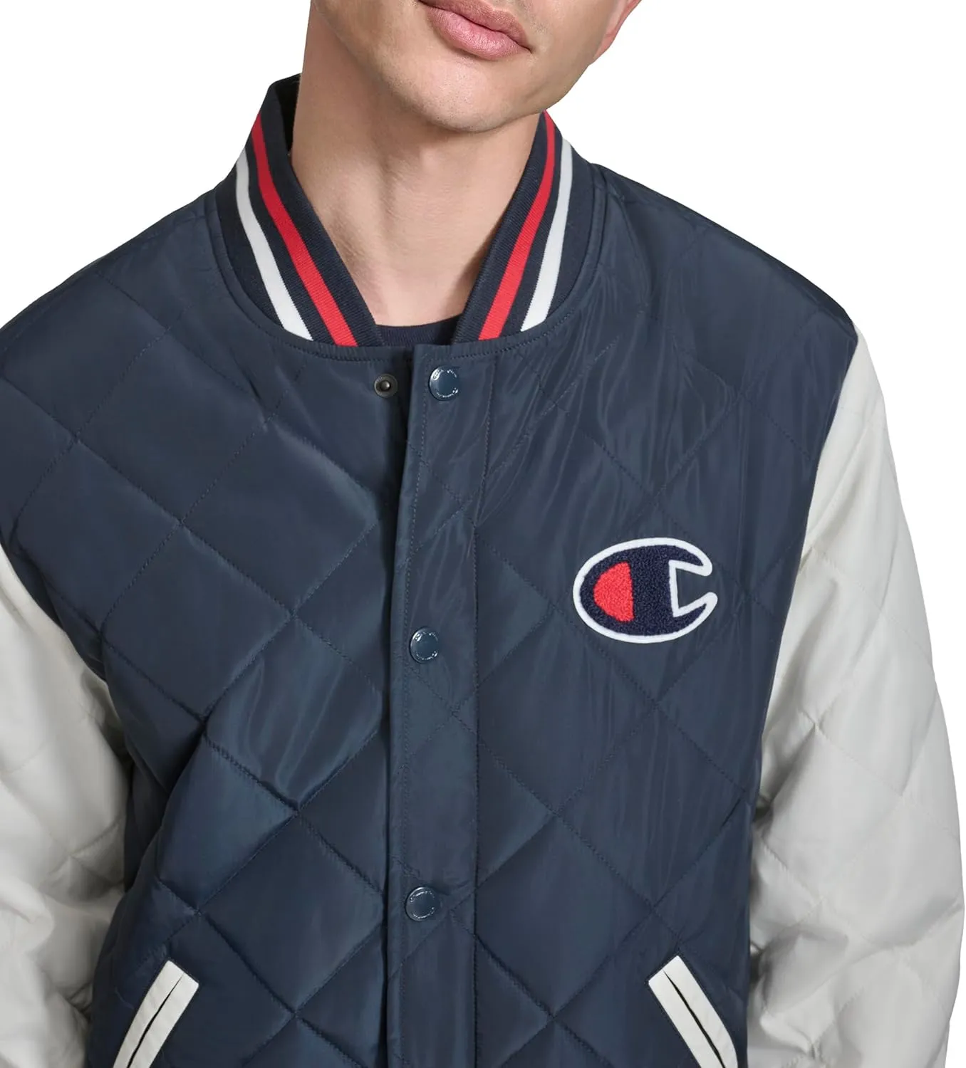 Champion Men's Retro Diamond Quilted Bomber Varsity Jacket