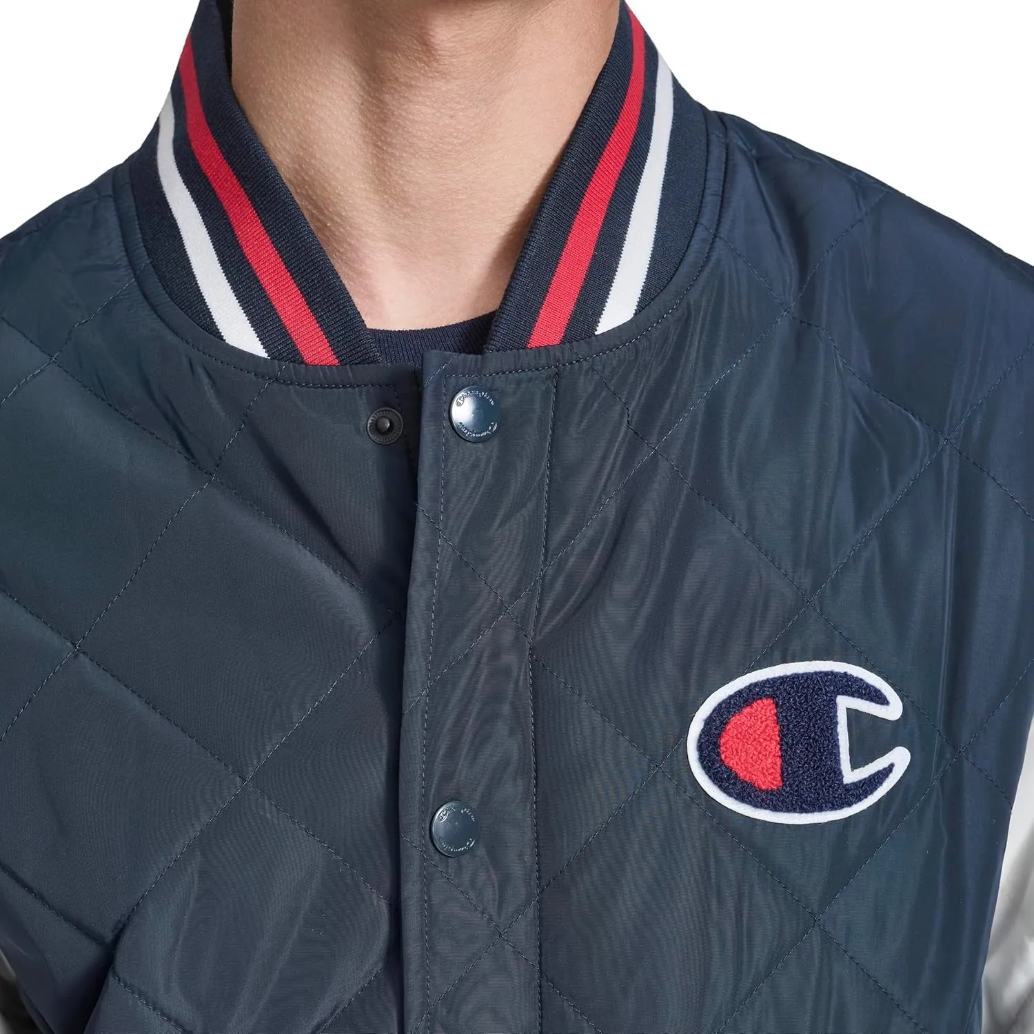 Champion Men's Retro Diamond Quilted Bomber Varsity Jacket