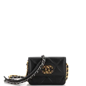 CHANEL 19 Card Holder on Chain Quilted Leather