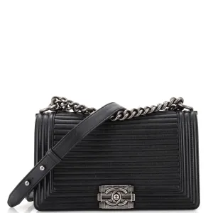 CHANEL Boy Flap Bag Horizontal Quilted Lambskin Old Medium