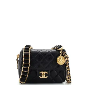 CHANEL Chain Soul Flap Bag Quilted Caviar Mini