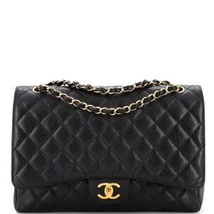 CHANEL Classic Double Flap Bag Quilted Caviar Maxi