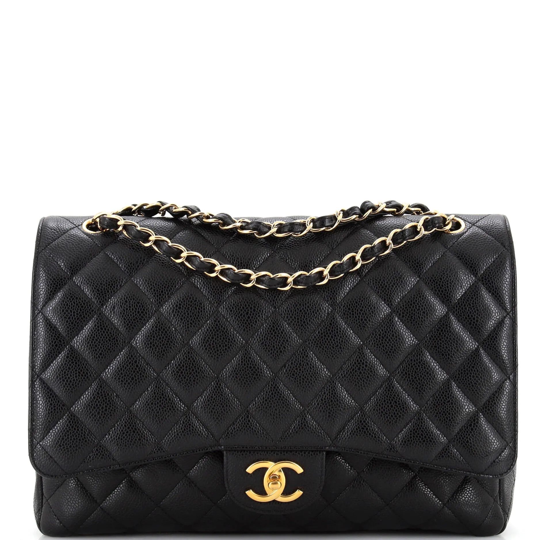 CHANEL Classic Double Flap Bag Quilted Caviar Maxi