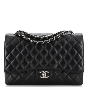 CHANEL Classic Double Flap Bag Quilted Caviar Maxi