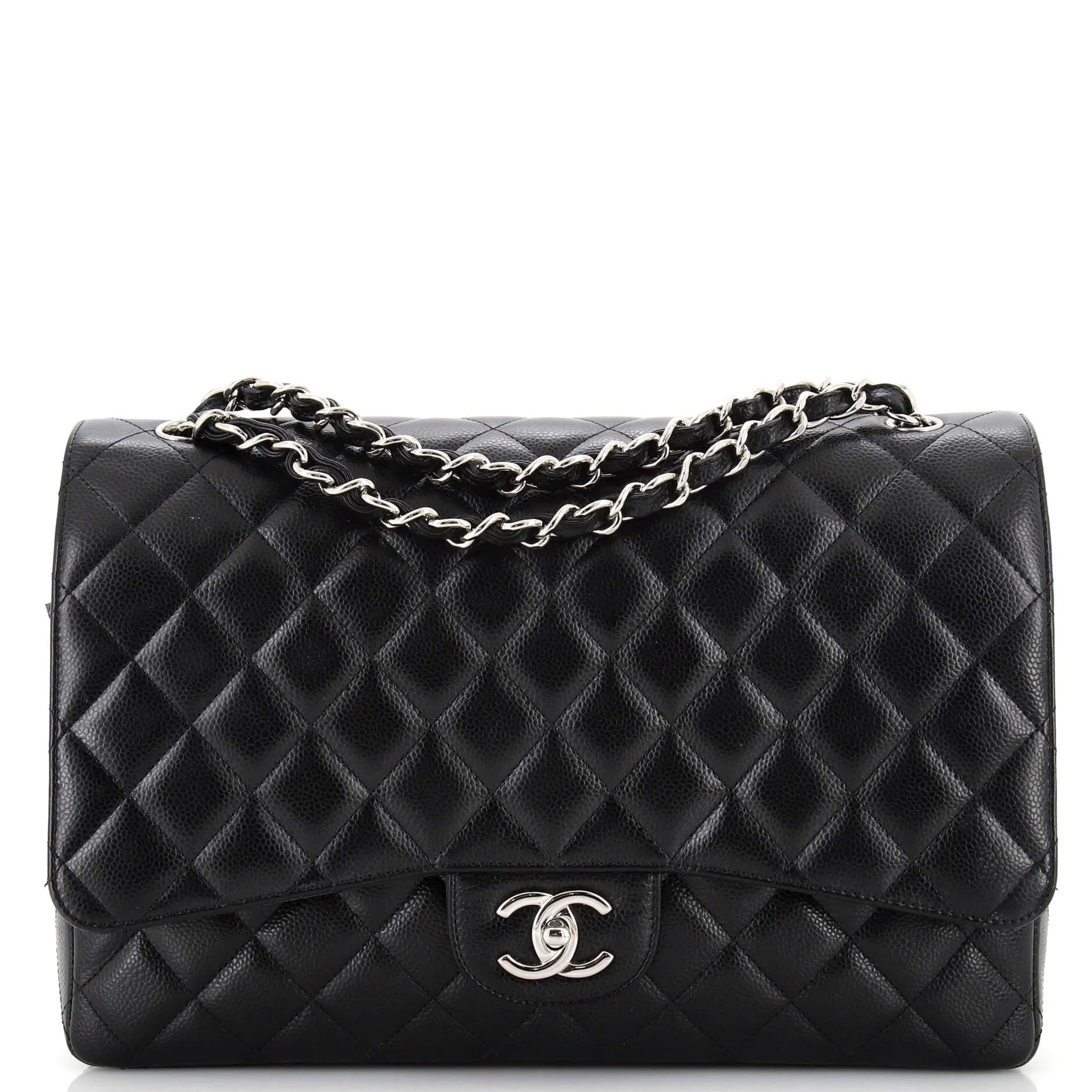 CHANEL Classic Double Flap Bag Quilted Caviar Maxi