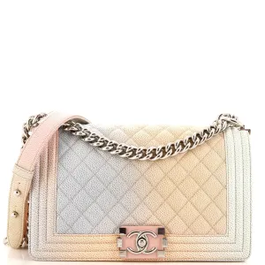 CHANEL Rainbow Boy Flap Bag Quilted Painted Caviar Old Medium