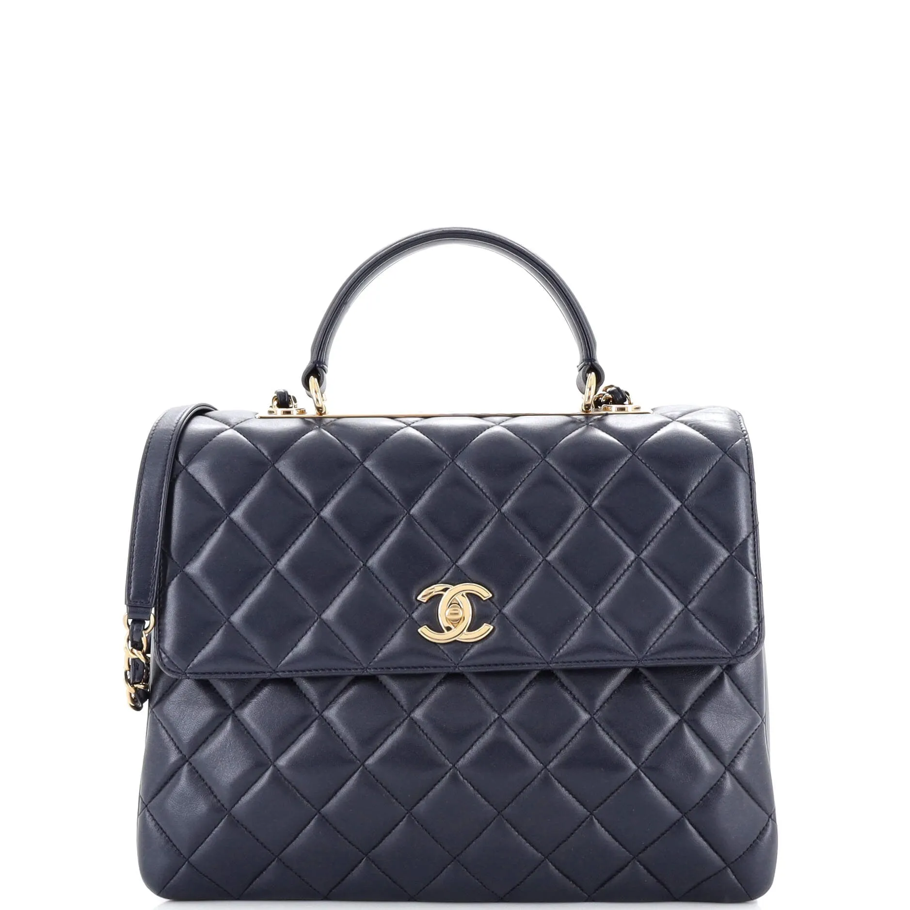 CHANEL Trendy CC Top Handle Bag Quilted Lambskin Large