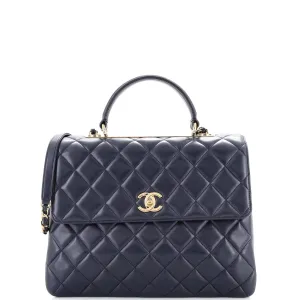 CHANEL Trendy CC Top Handle Bag Quilted Lambskin Large