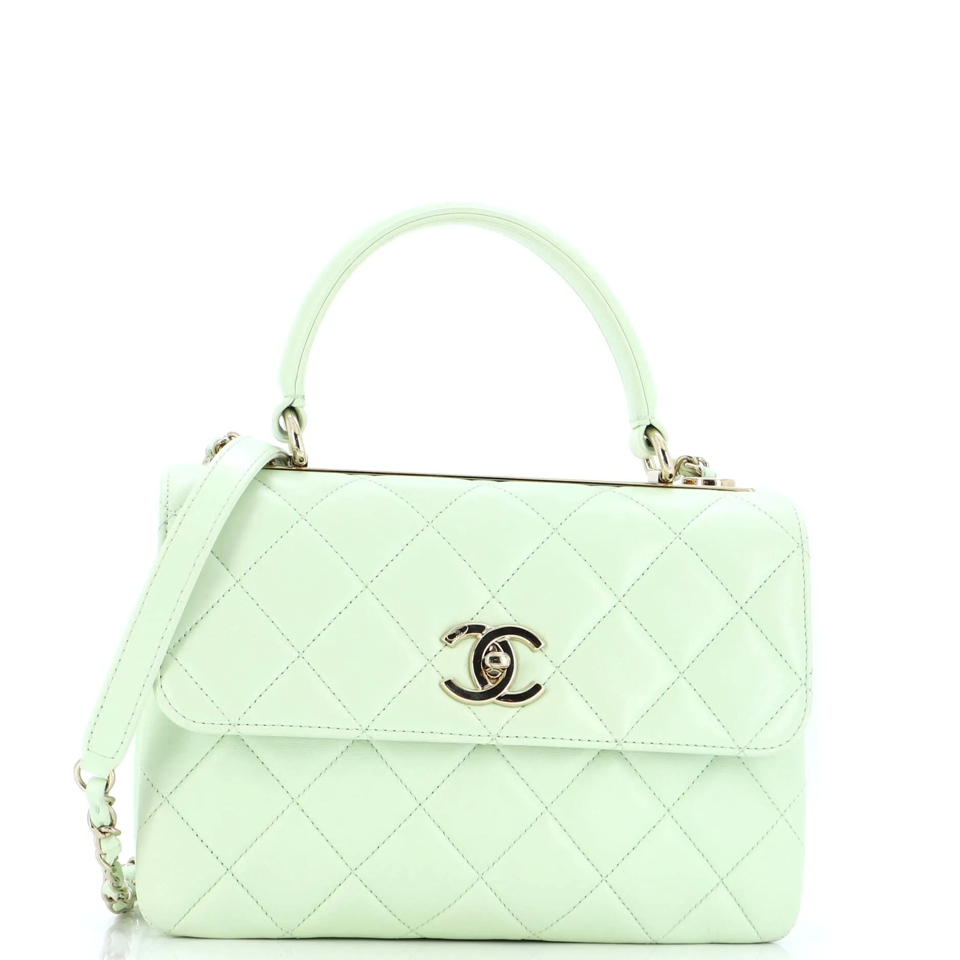 CHANEL Trendy CC Top Handle Bag Quilted Lambskin Small