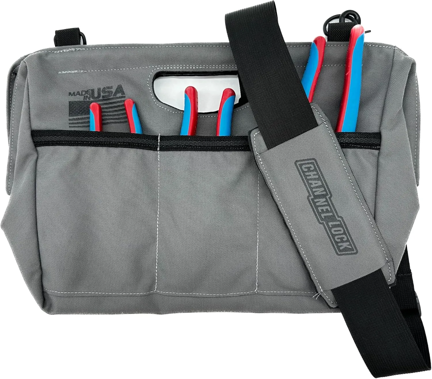 CHANNELLOCK TGM1G Basic 6-Pocket Tool Tote Water Resistant Tool Bag, CORDURA Material, Manufactured to U.S. Military Specifications, 100% Made in USA