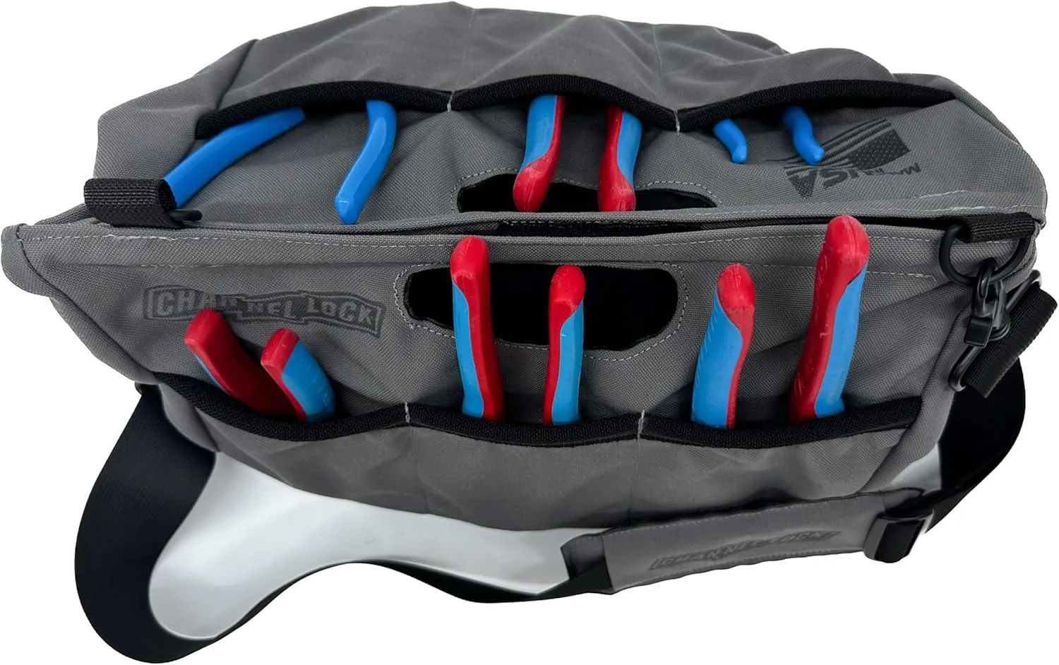 CHANNELLOCK TGM1G Basic 6-Pocket Tool Tote Water Resistant Tool Bag, CORDURA Material, Manufactured to U.S. Military Specifications, 100% Made in USA