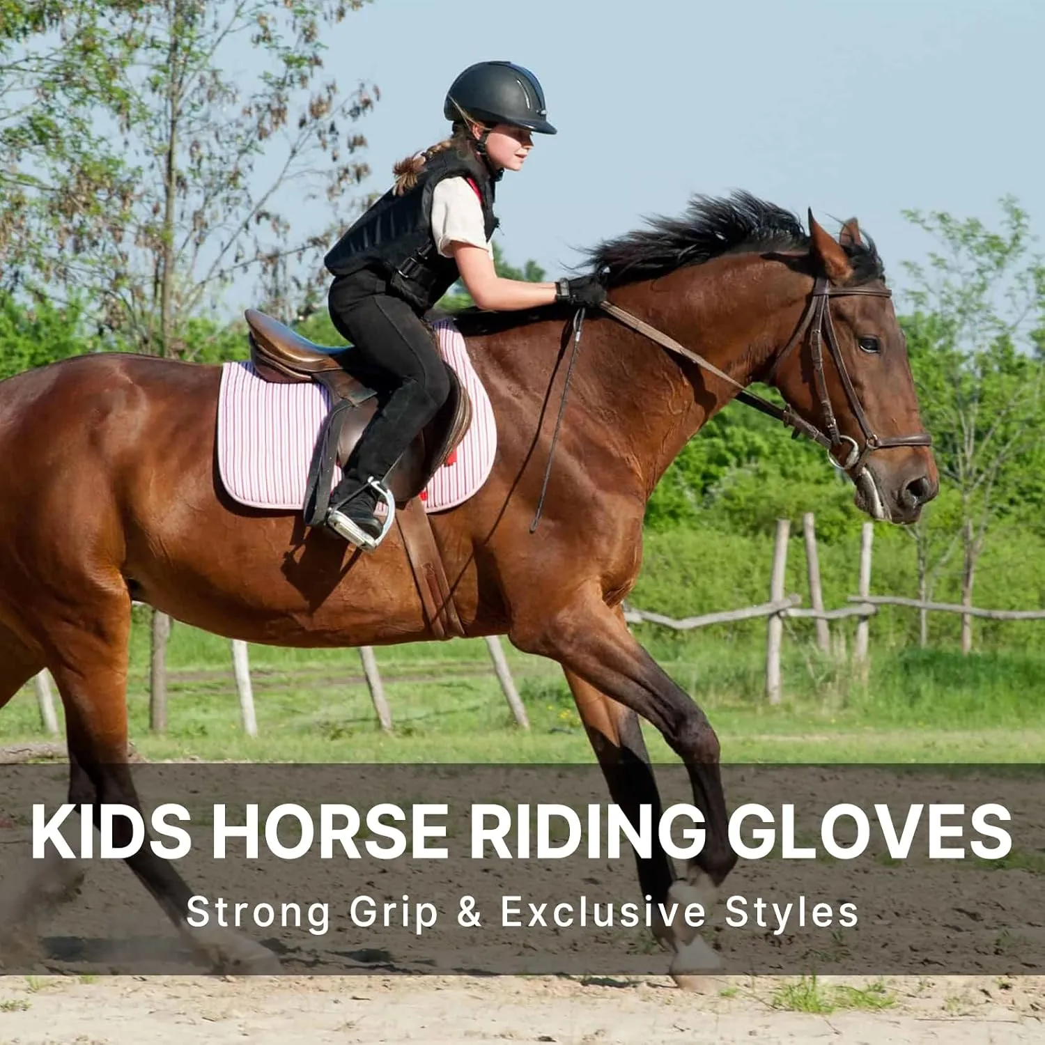 ChinFun Horse Riding Gloves Equestrian Gloves Kids for Girls Boys Durable Breathable Lightweight Comfortable Grip for All Seasons Young Riders Sports Mitts