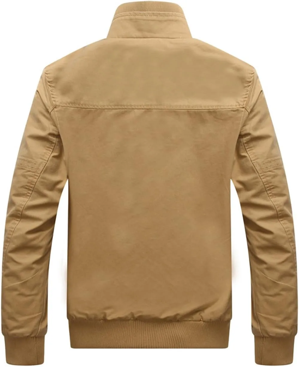 chouyatou Men's Casual Long Sleeve Full Zip Jacket with Shoulder Straps