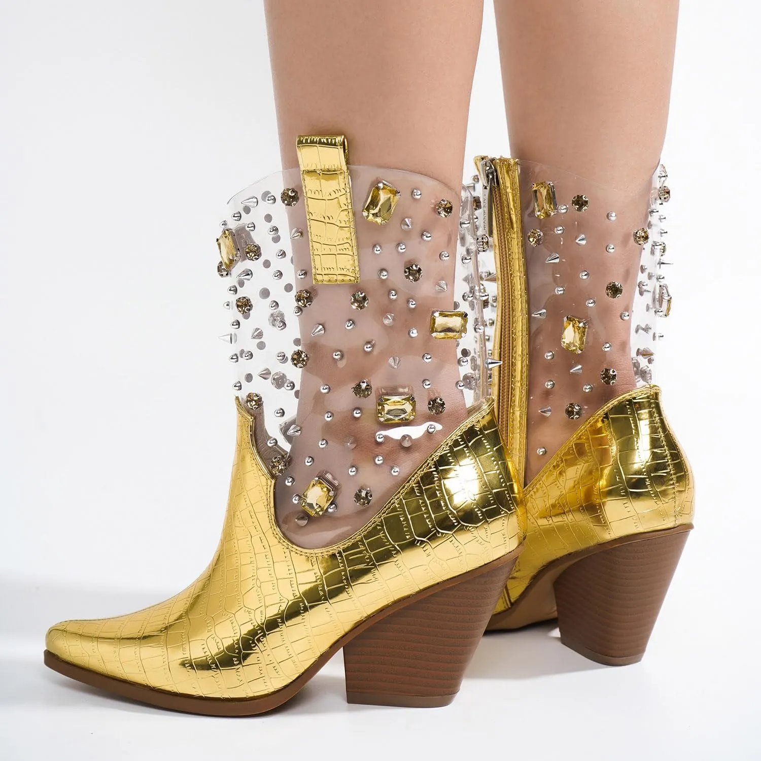 Chriena Rhinestone & Gem Western Croc Boots (Chriena)