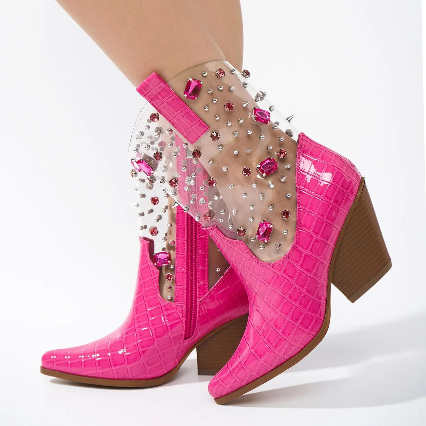 Chriena Rhinestone & Gem Western Croc Boots (Chriena)