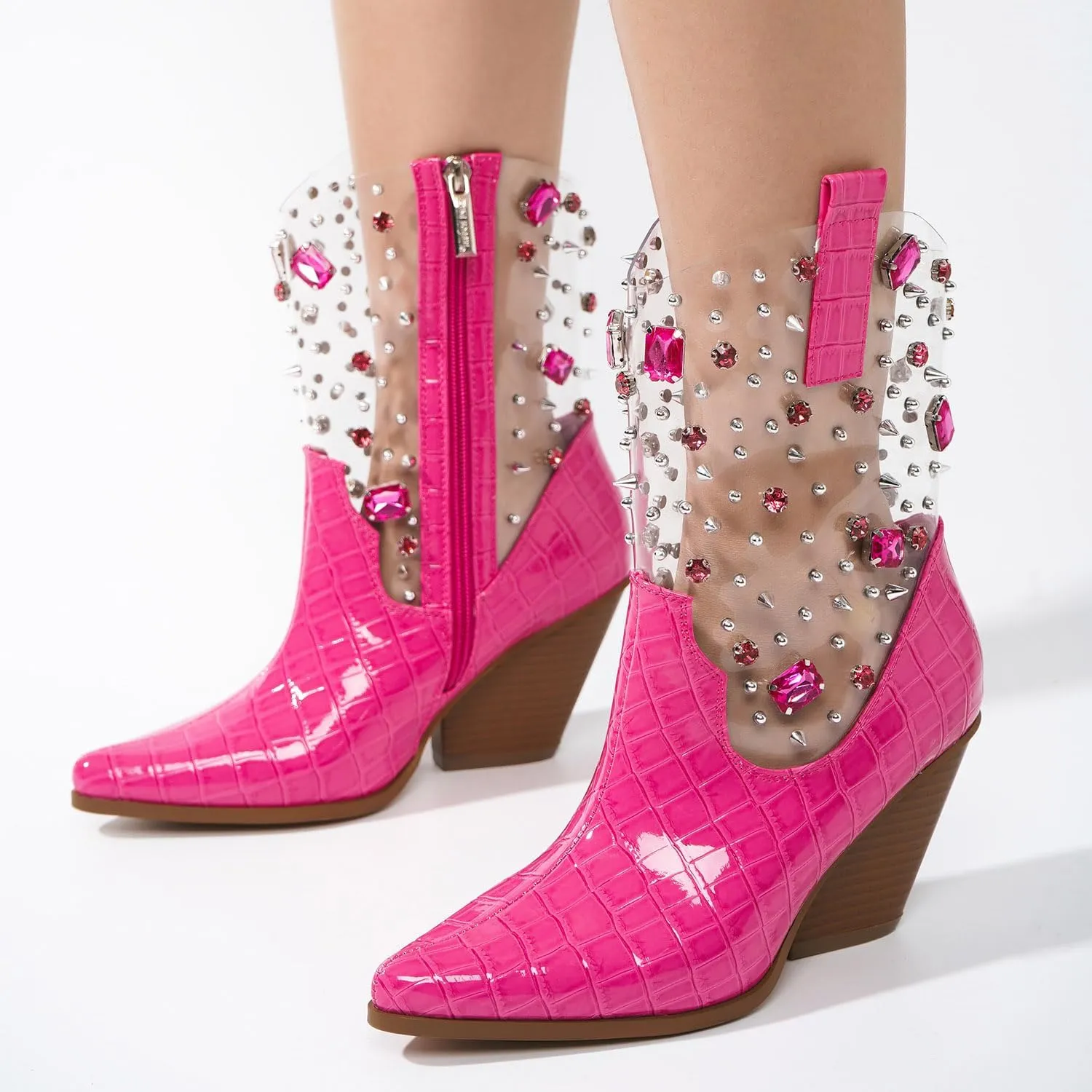 Chriena Rhinestone & Gem Western Croc Boots (Chriena)