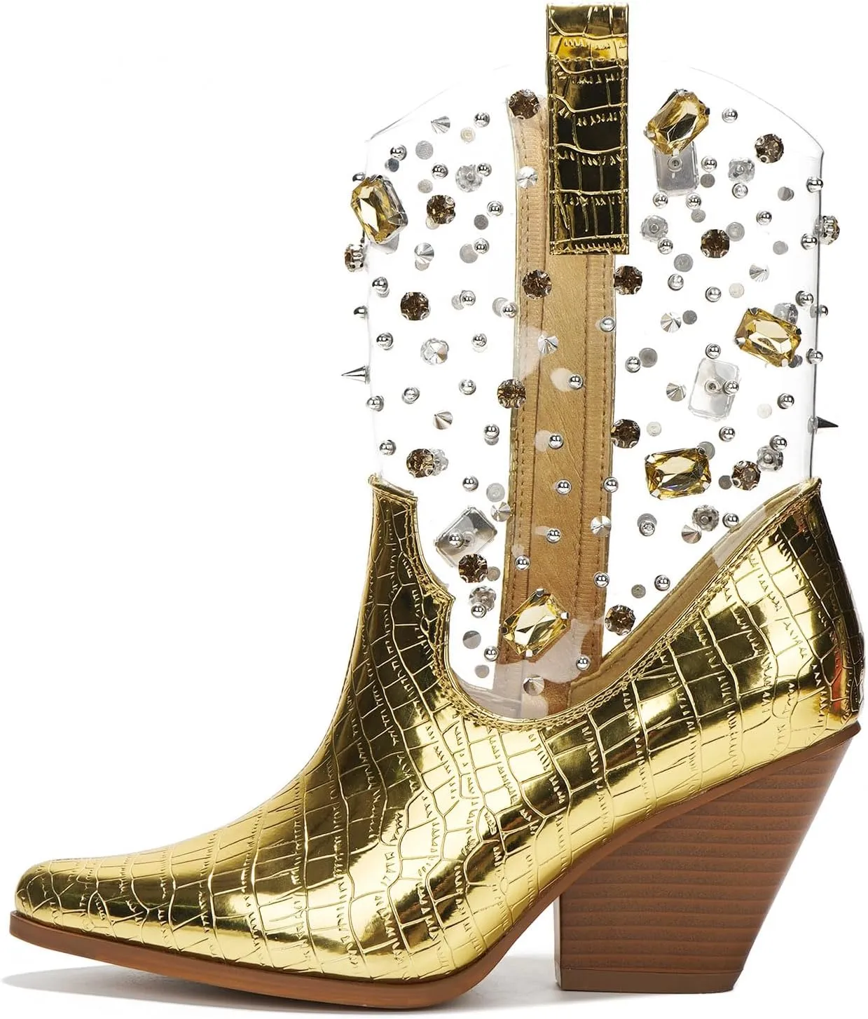 Chriena Rhinestone & Gem Western Croc Boots (Chriena)