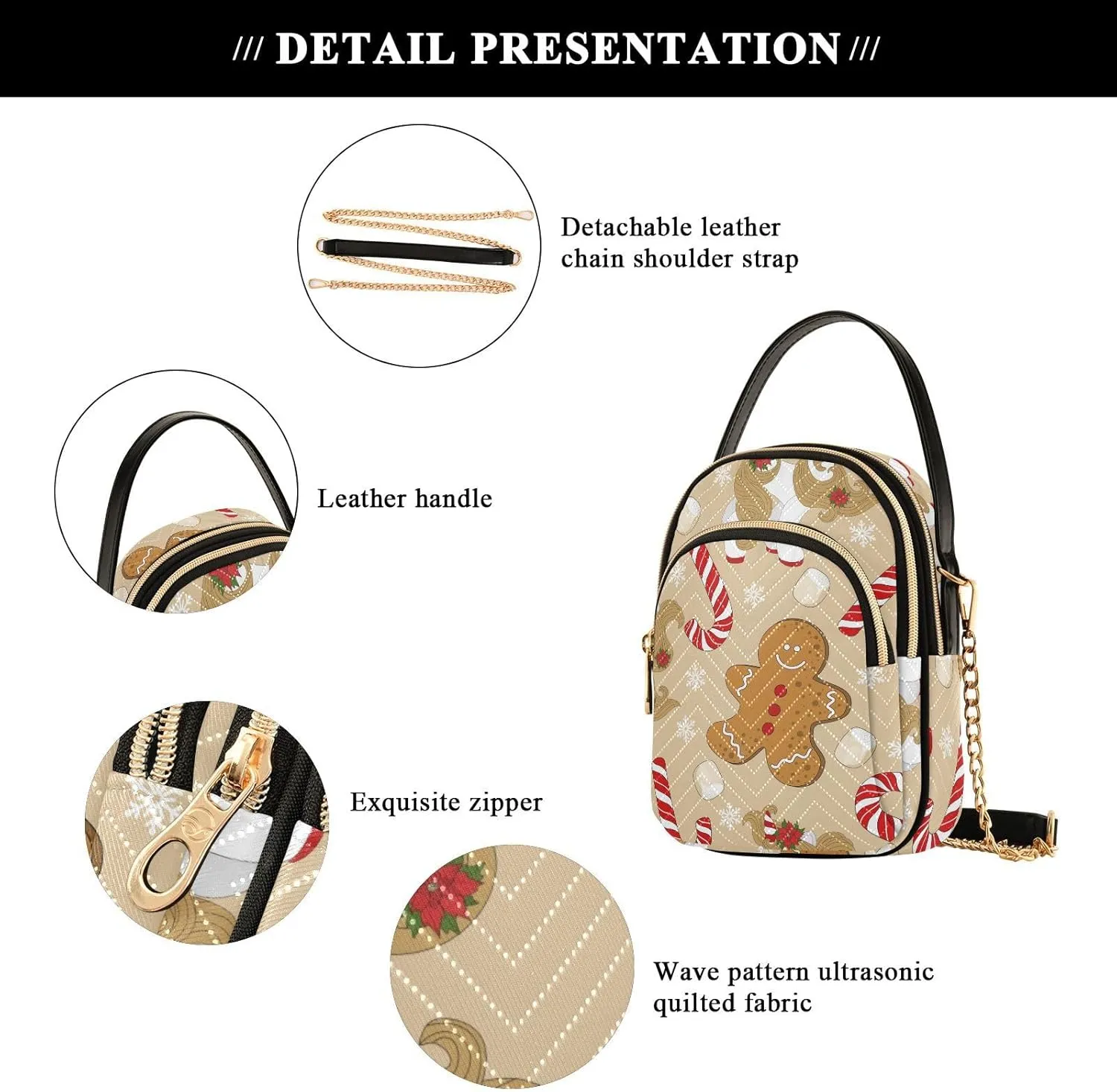 Christmas Nutcracker Crossbody Bags for Women Small Purse Chain Shoulder Bags Hand Bags for Trip Gifts Work