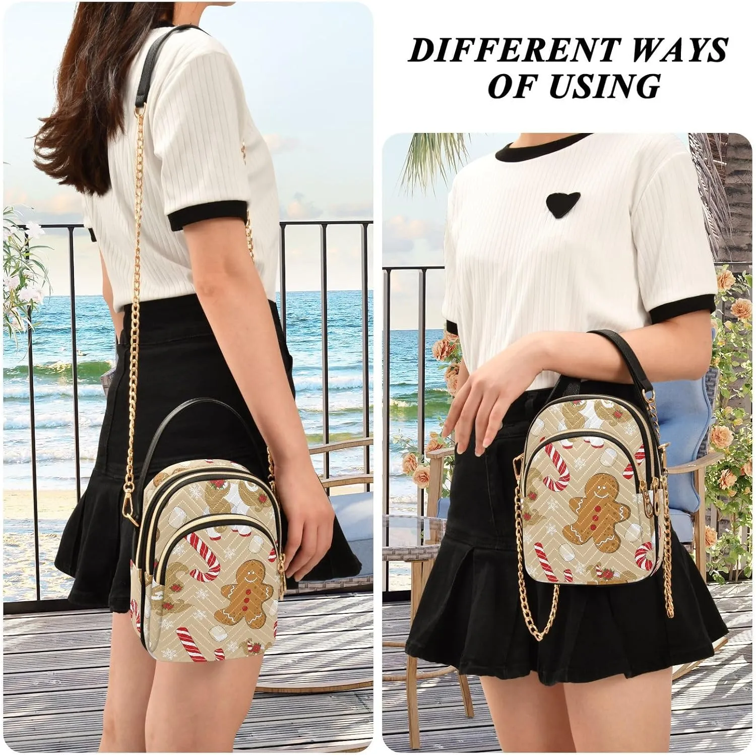 Christmas Nutcracker Crossbody Bags for Women Small Purse Chain Shoulder Bags Hand Bags for Trip Gifts Work