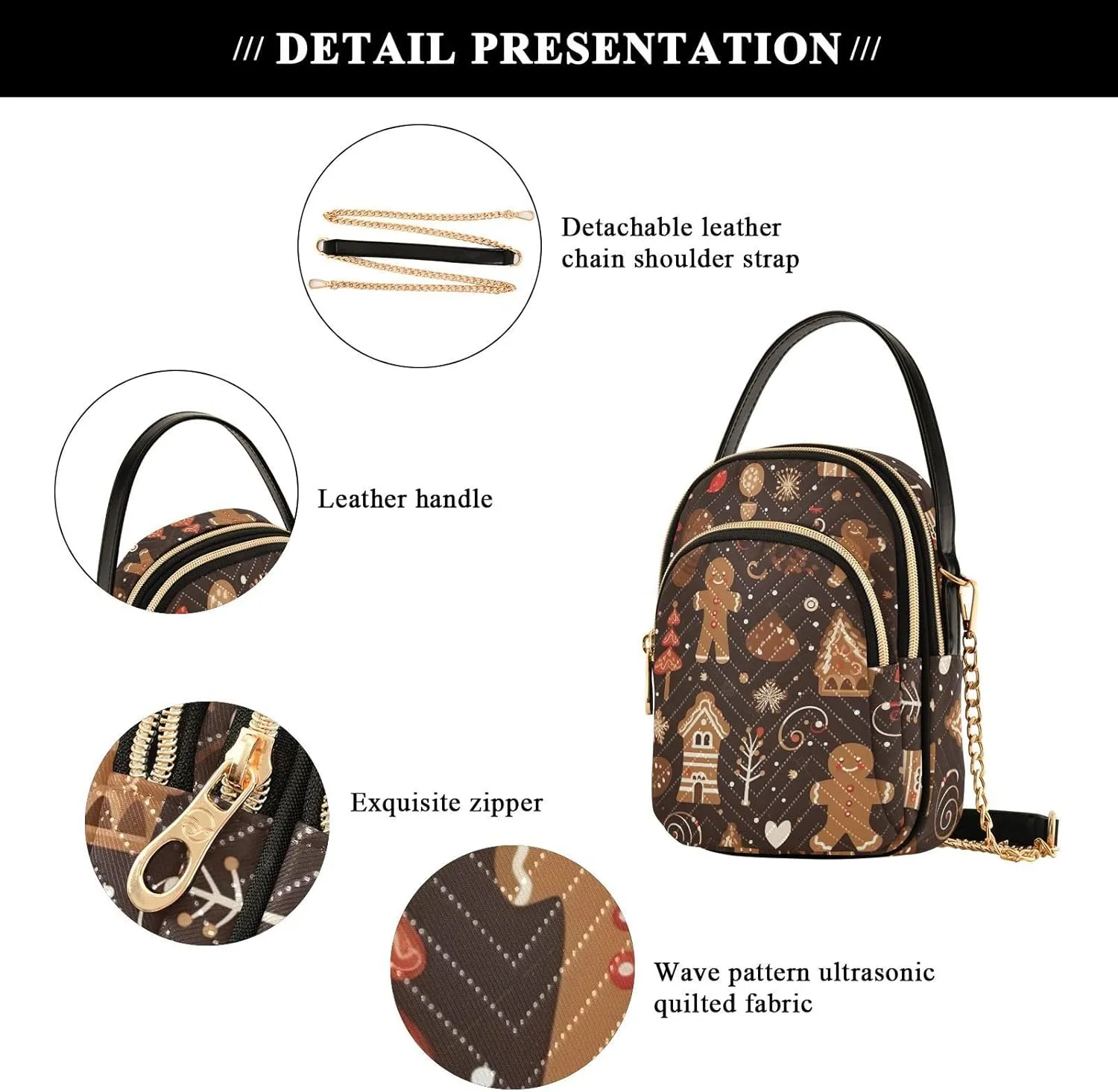 Christmas Nutcracker Crossbody Bags for Women Small Purse Chain Shoulder Bags Hand Bags for Trip Gifts Work