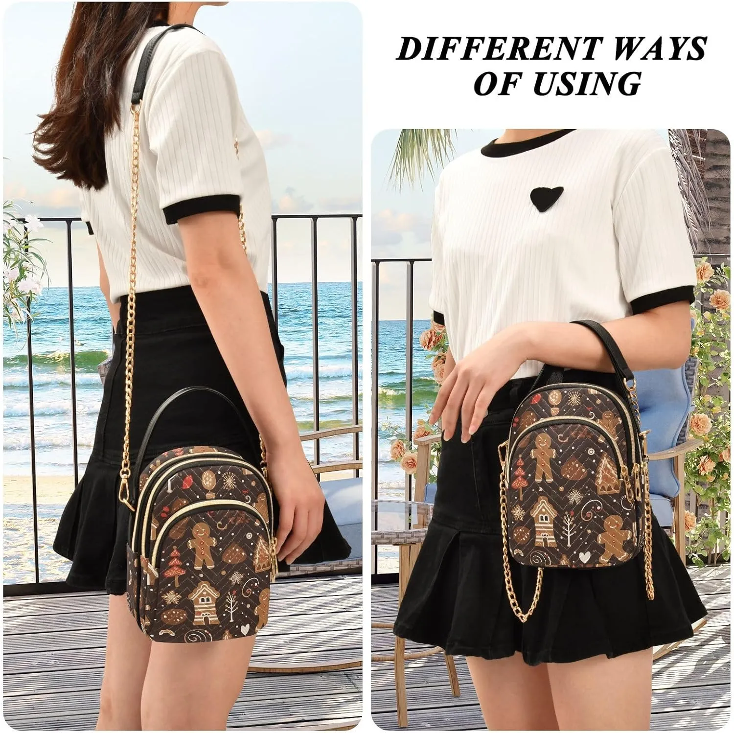 Christmas Nutcracker Crossbody Bags for Women Small Purse Chain Shoulder Bags Hand Bags for Trip Gifts Work