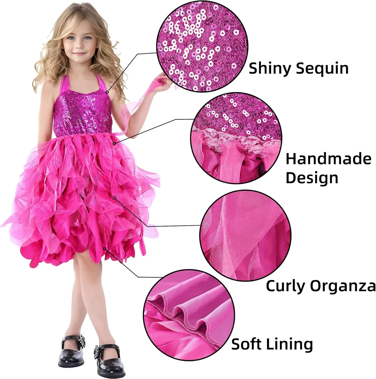 Christmas Tutu Dress for Girls Sequin Tulle Fairy Ball Dresses for Toddler Kid Little Girl Fancy Sparkly Birthday Outfit