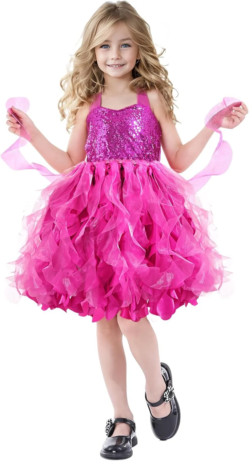 Christmas Tutu Dress for Girls Sequin Tulle Fairy Ball Dresses for Toddler Kid Little Girl Fancy Sparkly Birthday Outfit