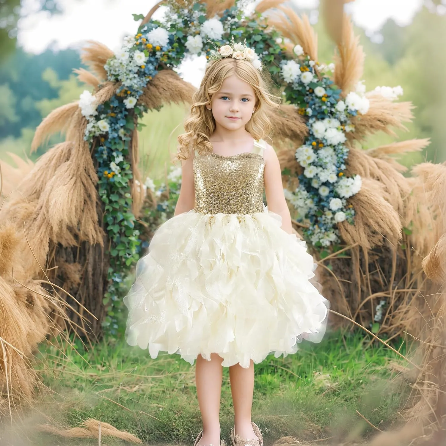 Christmas Tutu Dress for Girls Sequin Tulle Fairy Ball Dresses for Toddler Kid Little Girl Fancy Sparkly Birthday Outfit