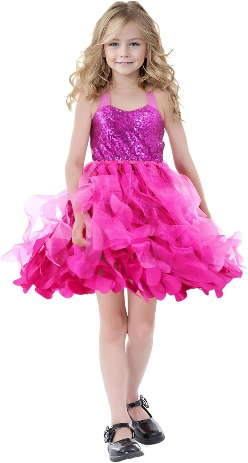 Christmas Tutu Dress for Girls Sequin Tulle Fairy Ball Dresses for Toddler Kid Little Girl Fancy Sparkly Birthday Outfit