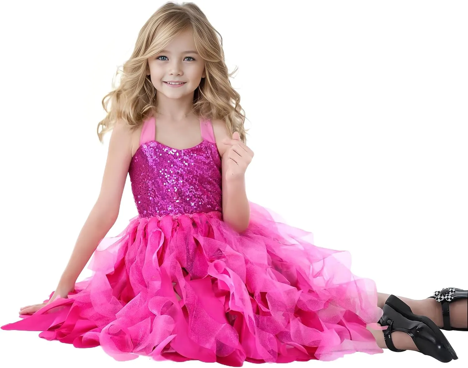 Christmas Tutu Dress for Girls Sequin Tulle Fairy Ball Dresses for Toddler Kid Little Girl Fancy Sparkly Birthday Outfit