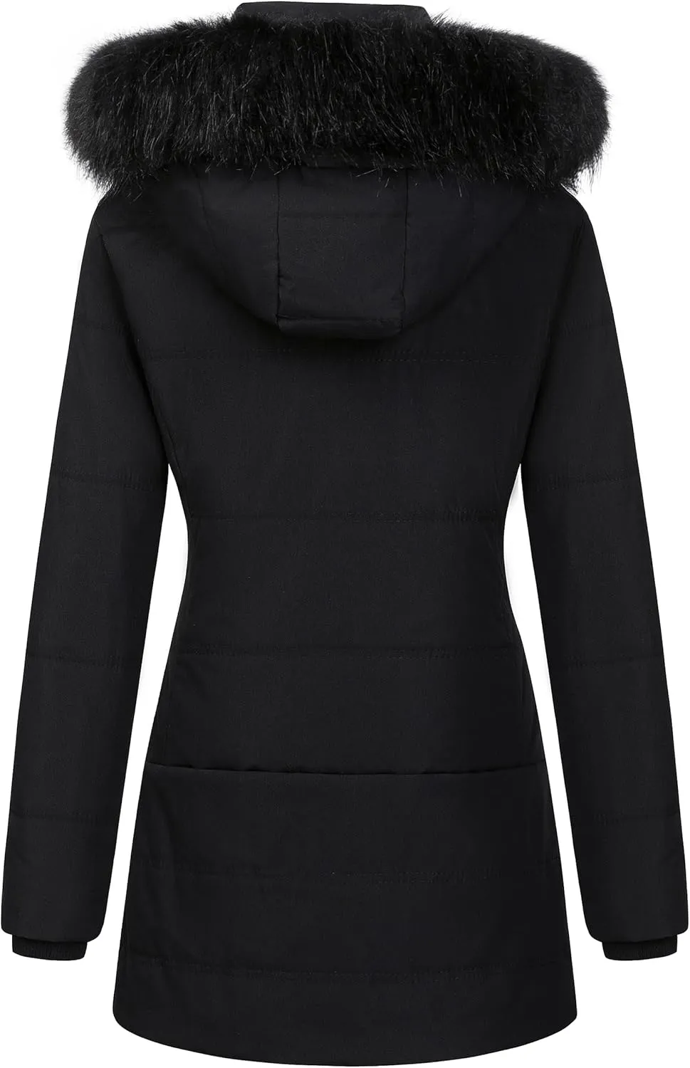 Chrisuno Women's Warm Winter Coat Velvet Puffer Jacket Quilted Faux Fur Hood
