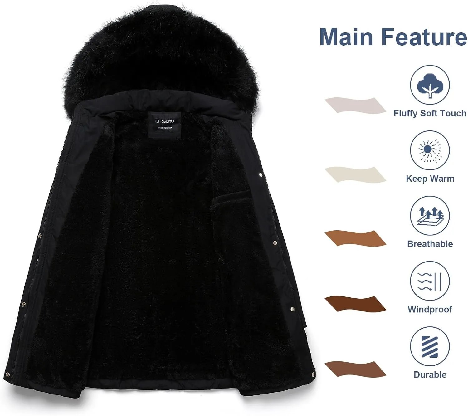 Chrisuno Women's Warm Winter Coat Velvet Puffer Jacket Quilted Faux Fur Hood
