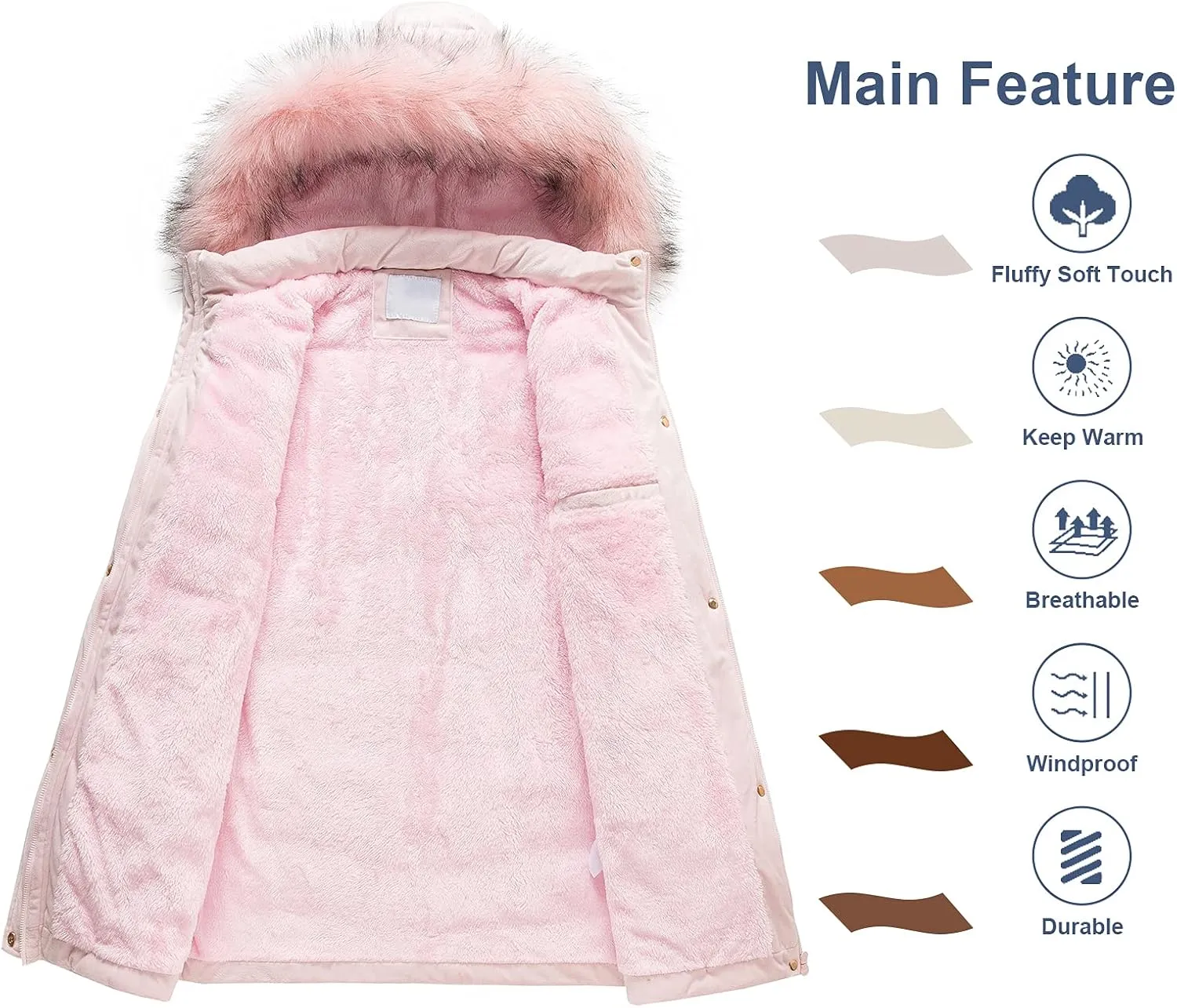 Chrisuno Women's Warm Winter Coat Velvet Puffer Jacket Quilted Faux Fur Hood