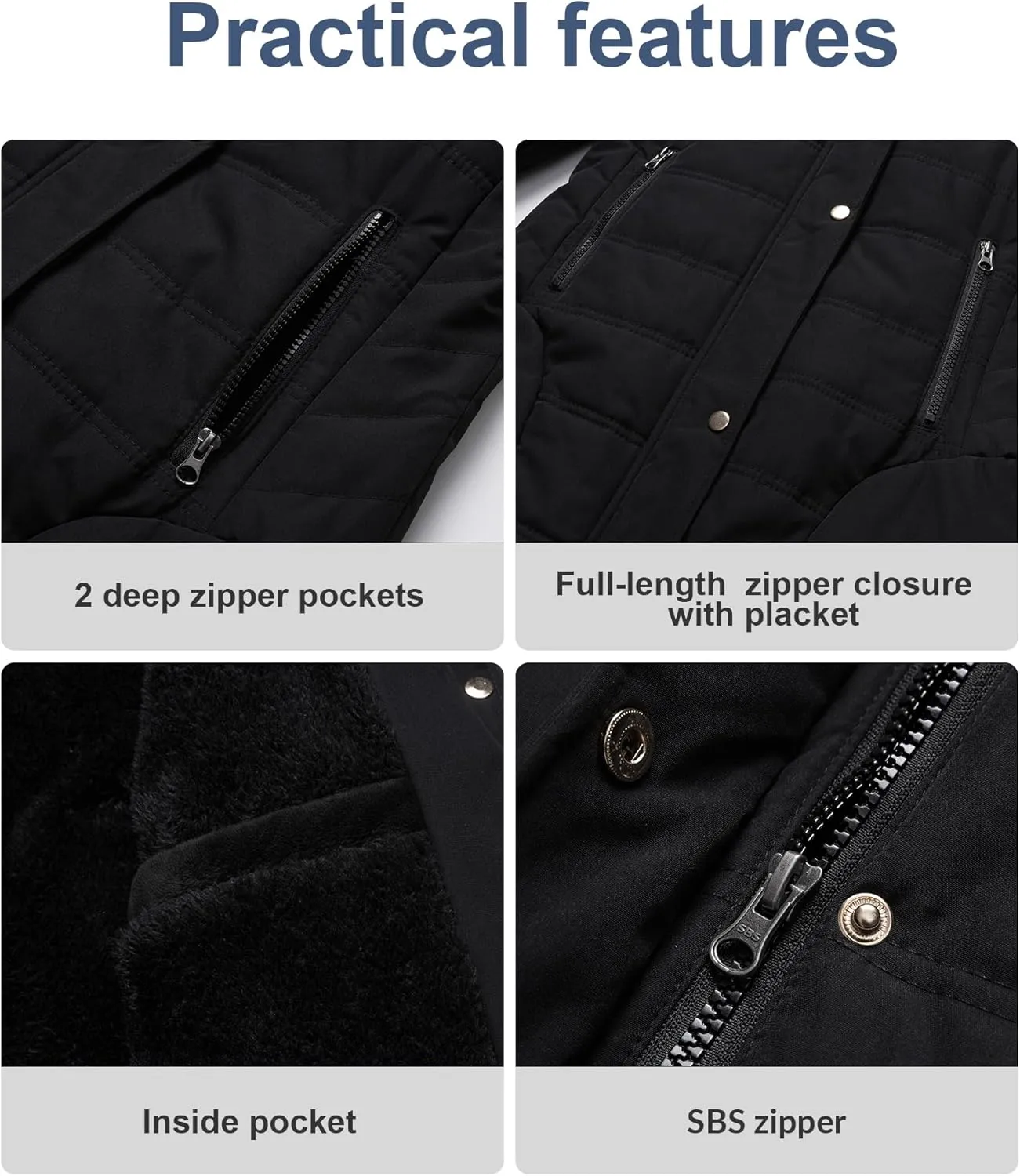 Chrisuno Women's Warm Winter Coat Velvet Puffer Jacket Quilted Faux Fur Hood