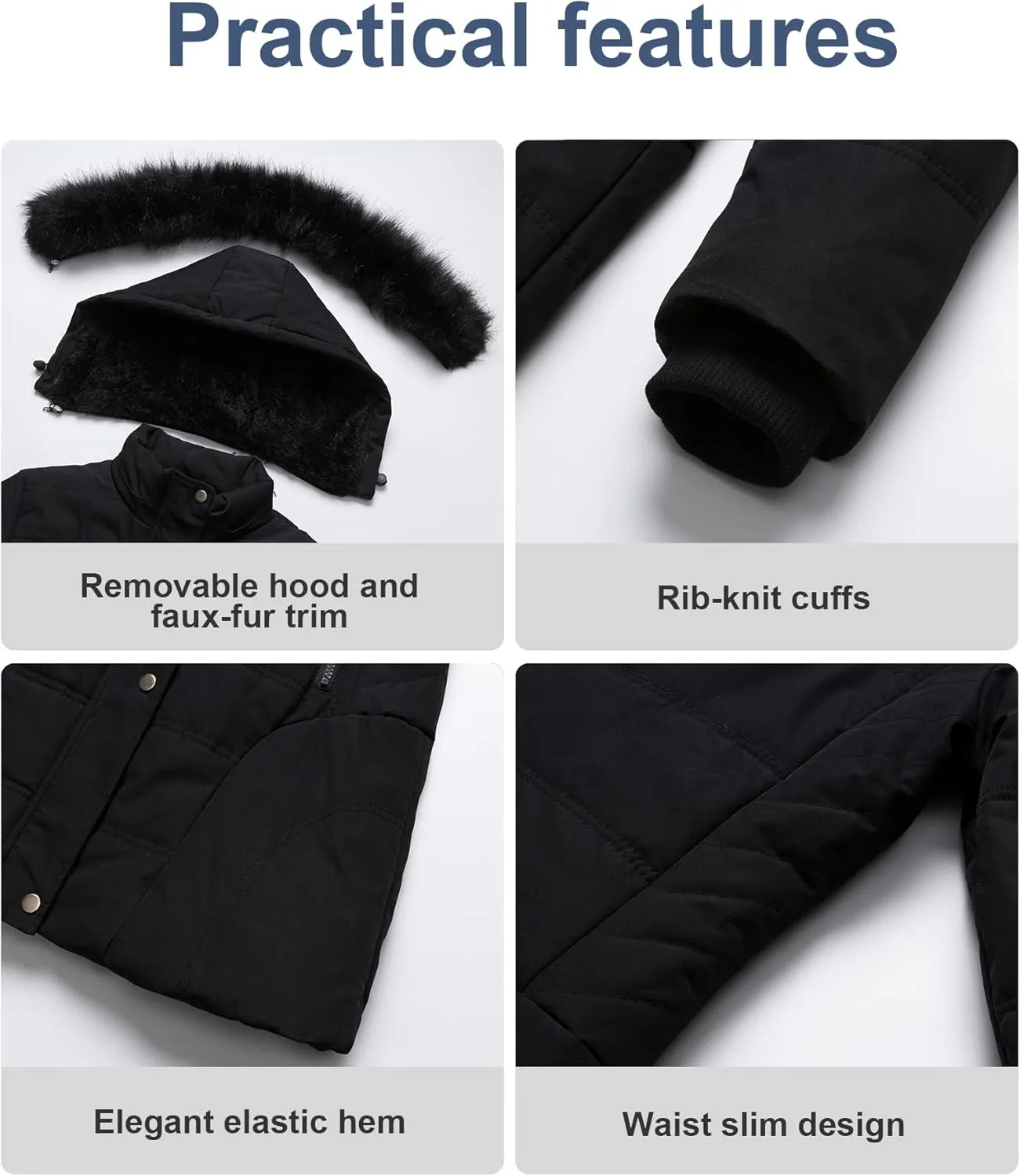Chrisuno Women's Warm Winter Coat Velvet Puffer Jacket Quilted Faux Fur Hood