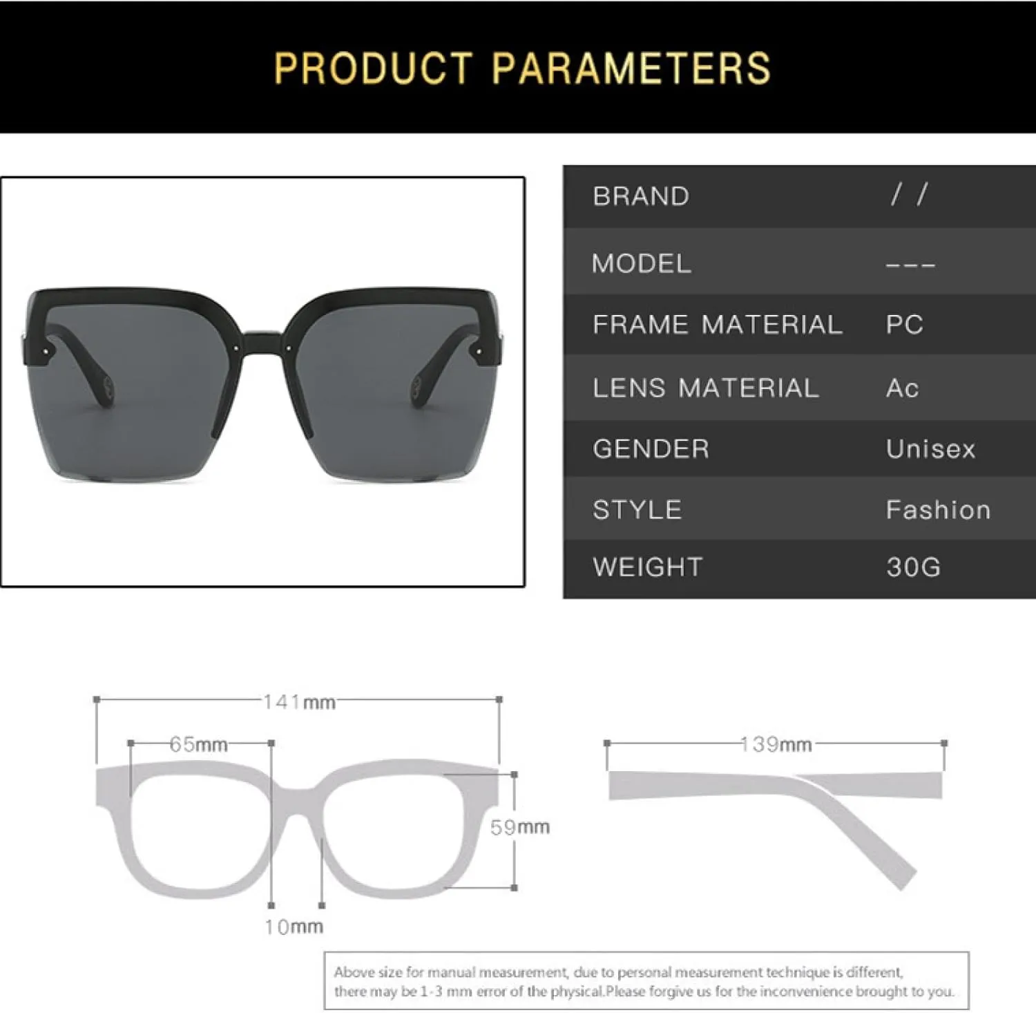 Classic Oversized Frame Sunglasses Women Men Fashion Outdoor Driving Summer Traveling Sun Glasses Uv400