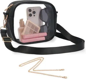 Clear Bag Stadium Approved, Clear Crossbody Bag for Stadium Events & Concert with Two Detachable Straps