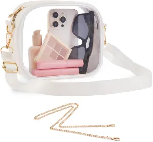 Clear Bag Stadium Approved, Clear Crossbody Bag for Stadium Events & Concert with Two Detachable Straps