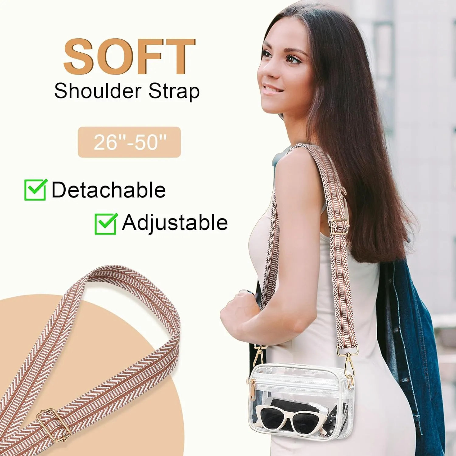 Clear Crossbody Bag Stadium Approved, Clear Purses for Women, Small Clear Stadium Bag for Concerts Sports Events