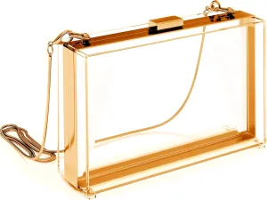 Clear Purse Crossbody Bag Acrylic Clutch for Women, Stadium Approved - Crossbody/Handbag. Gift Box Purse Included. SMALL