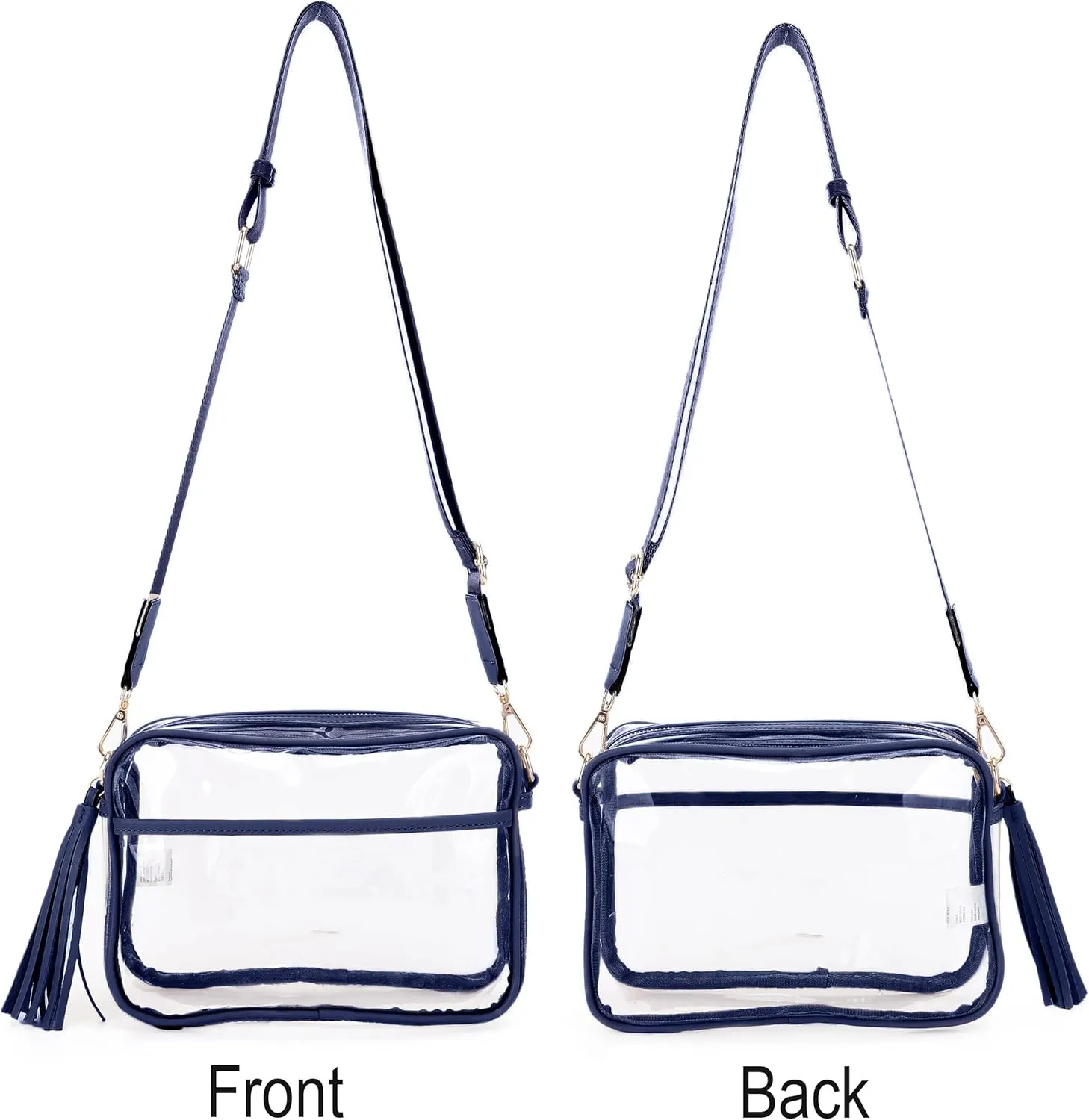 Clear Transparent Crossbody Bag for Stadium Approved Concert Events with Adjustable and Detachable Strap and Tassel
