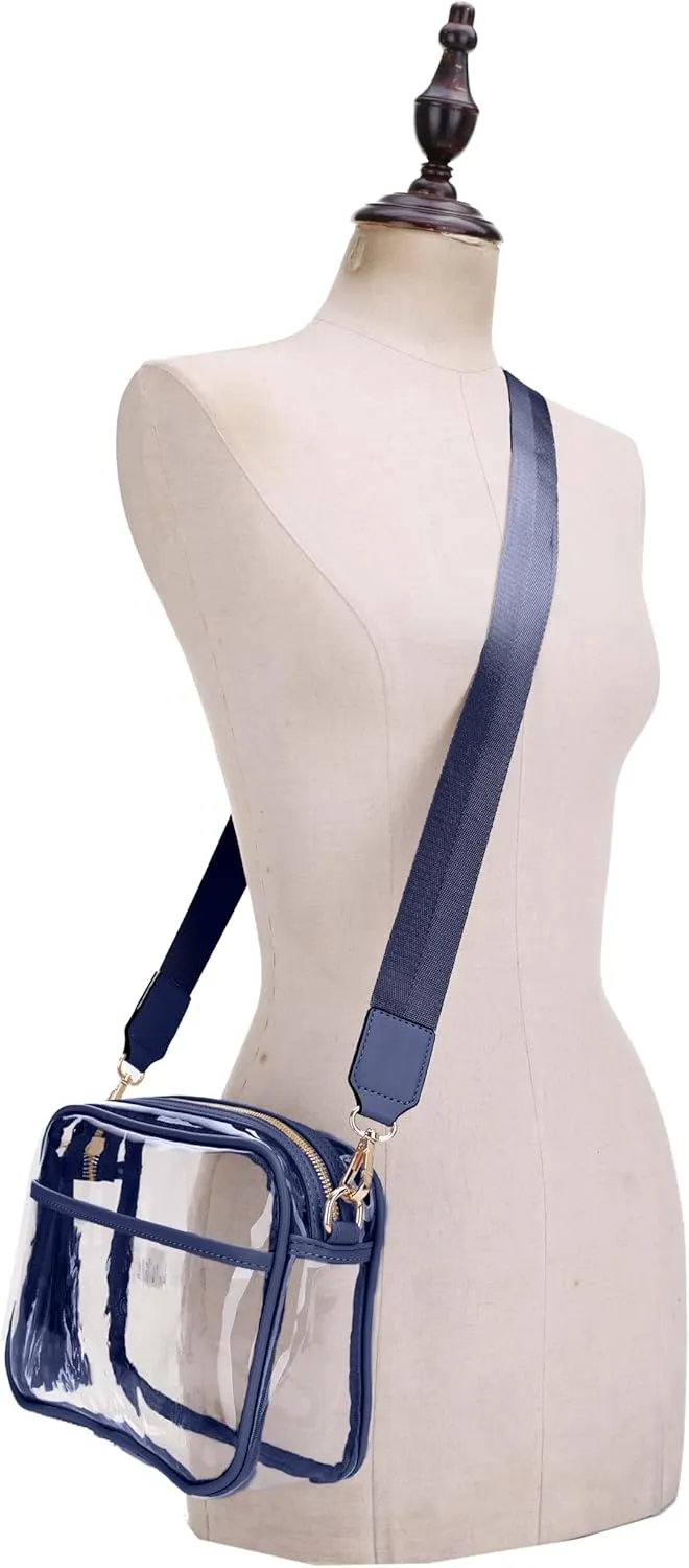 Clear Transparent Crossbody Bag for Stadium Approved Concert Events with Adjustable and Detachable Strap and Tassel