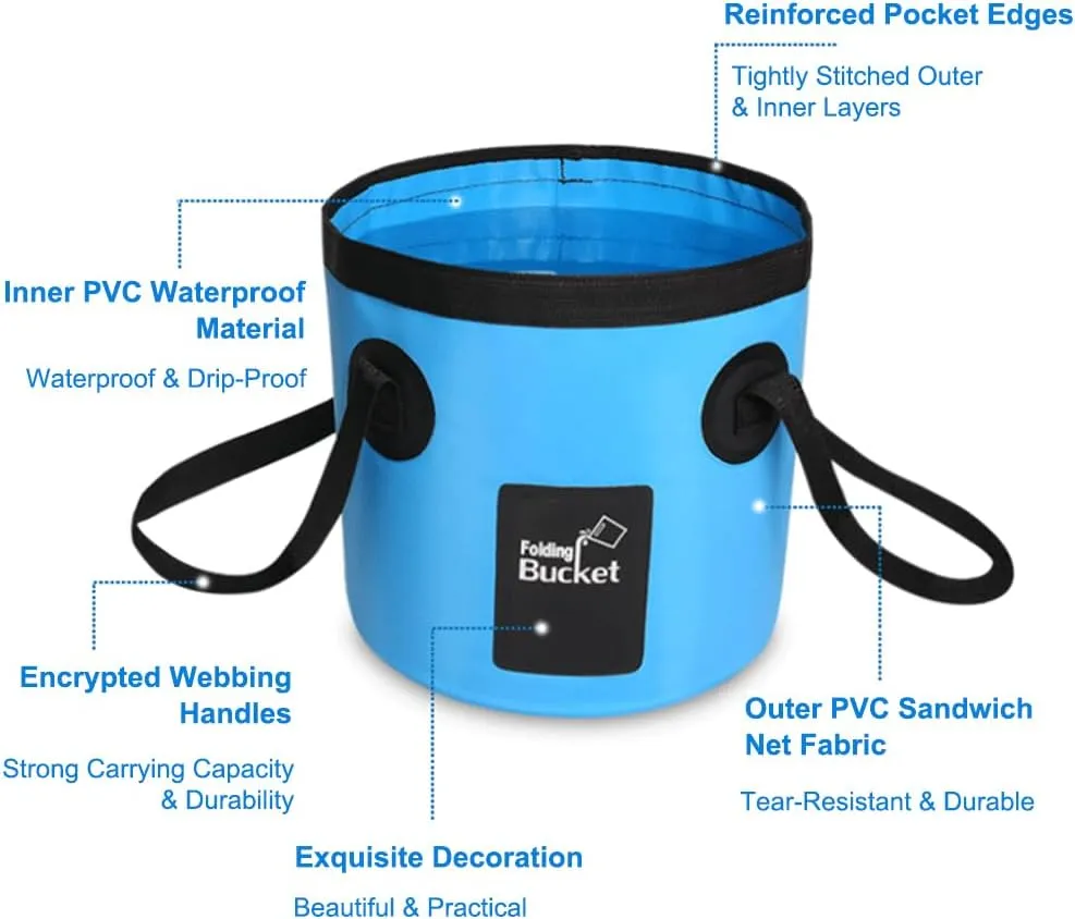 Collapsible Bucket with Handle 12L Outdoor Fishing Water Folding Bucket Lightweight Folding Water Container for RVing, Camping, Hiking, Backpacking(Orange)