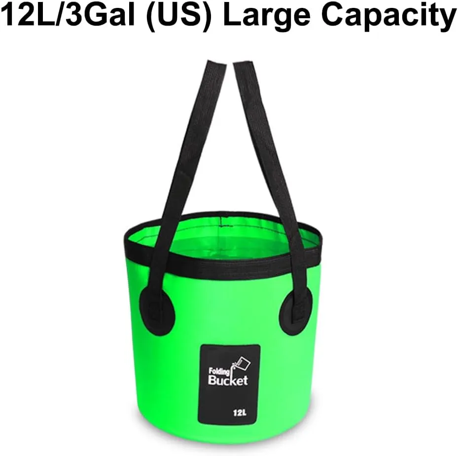 Collapsible Bucket with Handle 12L Outdoor Fishing Water Folding Bucket Lightweight Folding Water Container for RVing, Camping, Hiking, Backpacking(Orange)