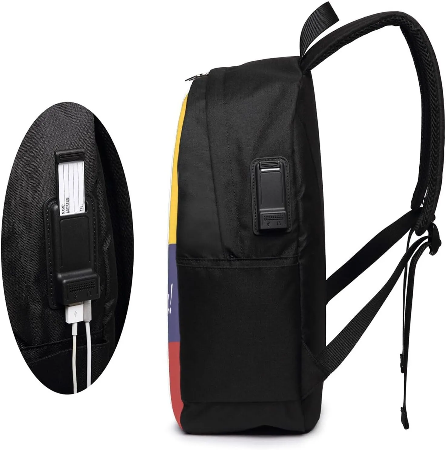 Colombian Colombia Flag Travel Backpack 17-Inch Laptop Backpacks Business Rucksack Casual Sport Daypack with USB Charging Port Carry-on Bag for Camping Biking