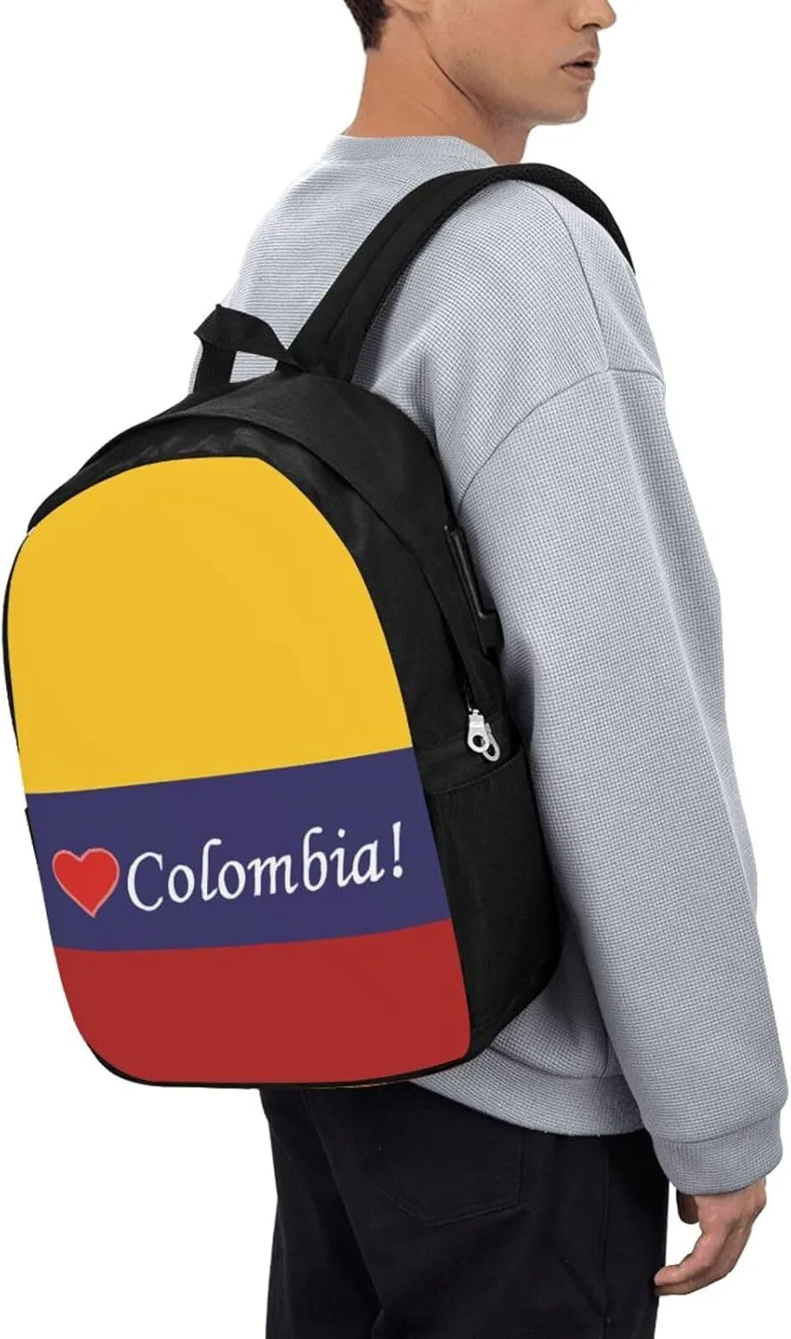 Colombian Colombia Flag Travel Backpack 17-Inch Laptop Backpacks Business Rucksack Casual Sport Daypack with USB Charging Port Carry-on Bag for Camping Biking