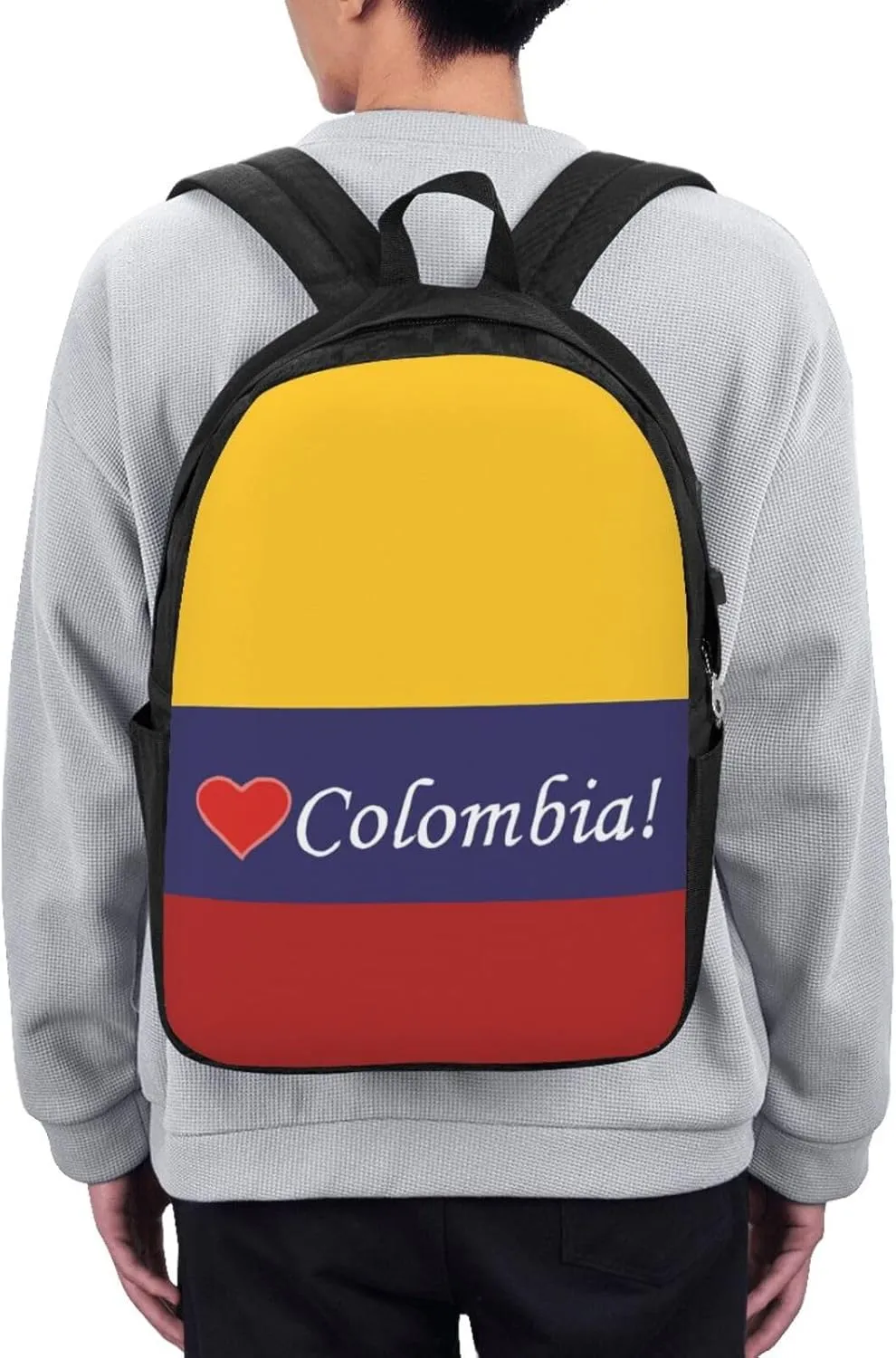Colombian Colombia Flag Travel Backpack 17-Inch Laptop Backpacks Business Rucksack Casual Sport Daypack with USB Charging Port Carry-on Bag for Camping Biking