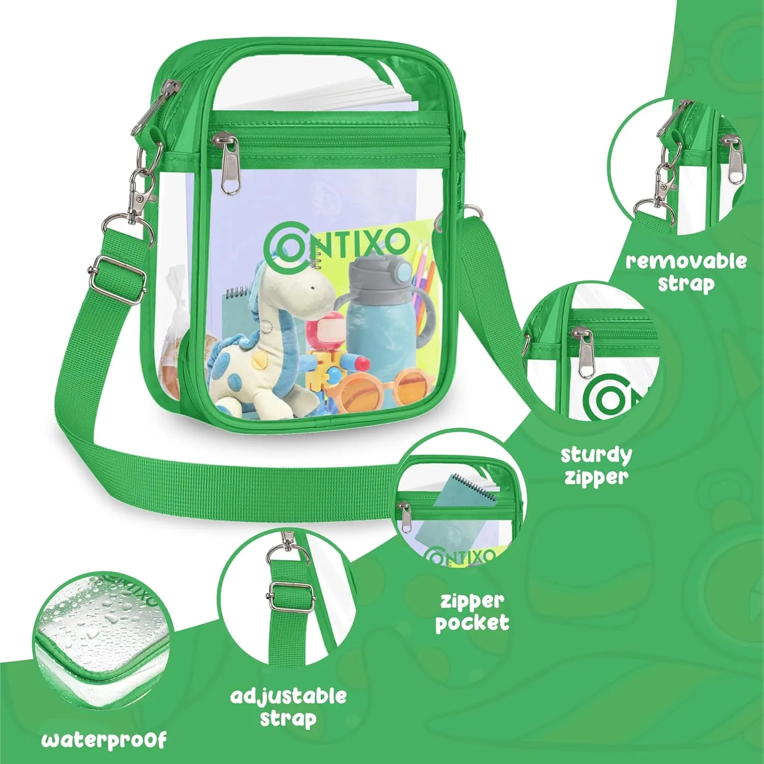 Contixo Clear Bag Stadium Approved - Clear Purses for Kids, Stadium Crossbody Messenger Bag for Concerts Sporting Events