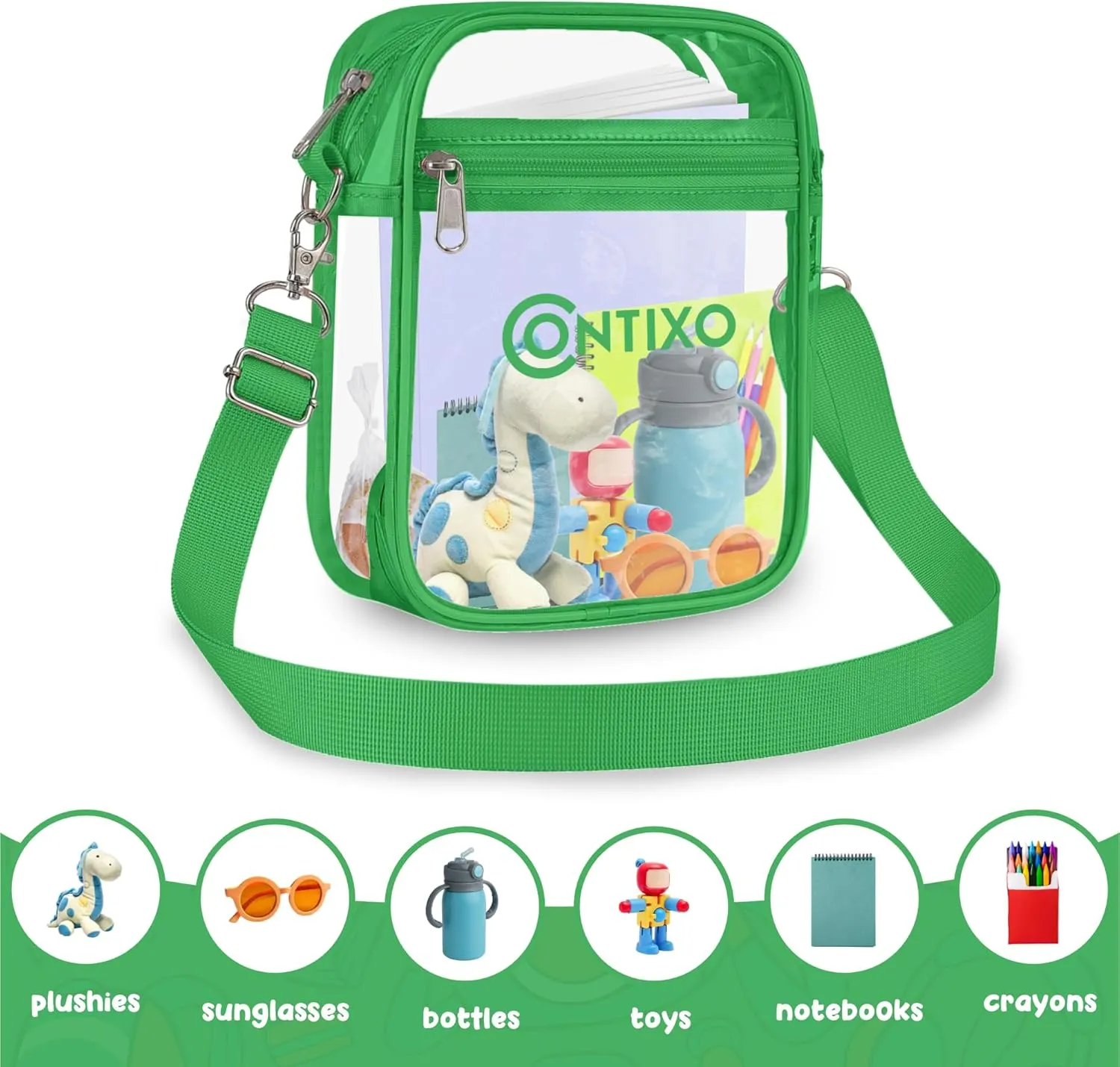 Contixo Clear Bag Stadium Approved - Clear Purses for Kids, Stadium Crossbody Messenger Bag for Concerts Sporting Events