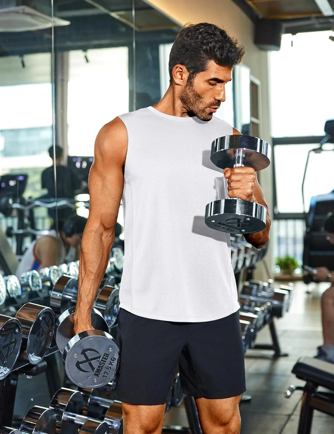 COOFANDY Sleeveless Muscle Shirts for Men Dry Fit Workout Gym Tank Tops Summer Swim Beach Shirt